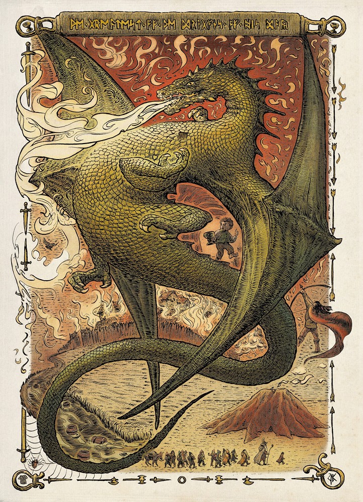 ink work, Smaug dragon, color version