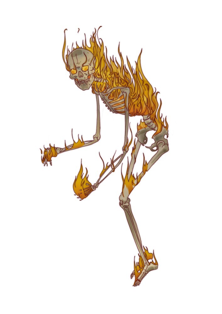 burning skeleton