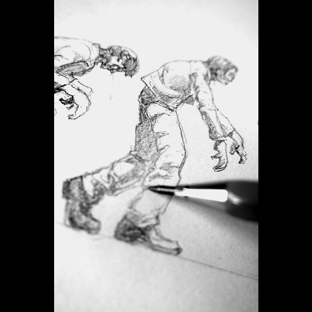 zbliżenie części szkicu ołówkiem