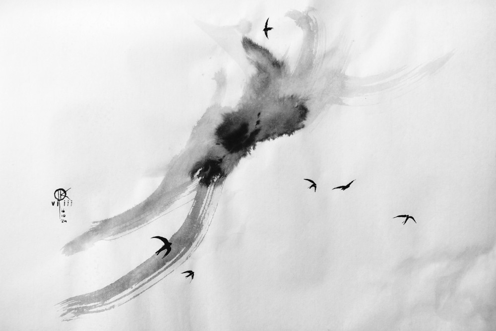 rysunek tuszem - jerzyki